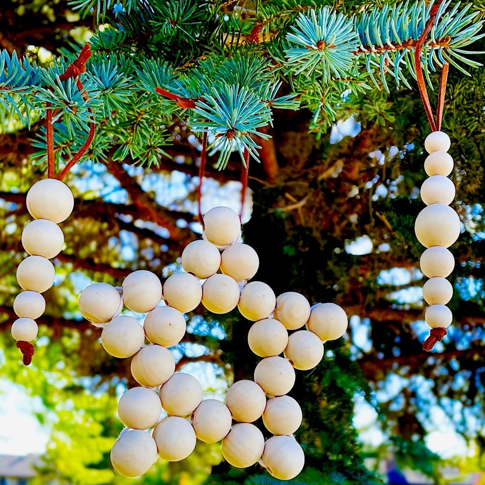 Minimalist Wooden Bead Star Ornament, Christmas ornaments, Boho Christmas Decor